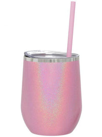 My Hotel Has More than 5 Stars Engraved 12oz Wine Tumbler Pink Magic Glitter by Sunny Box
