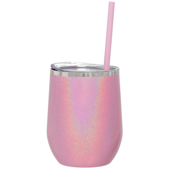 My Hotel Has More than 5 Stars Engraved 12oz Wine Tumbler Pink Magic Glitter by Sunny Box