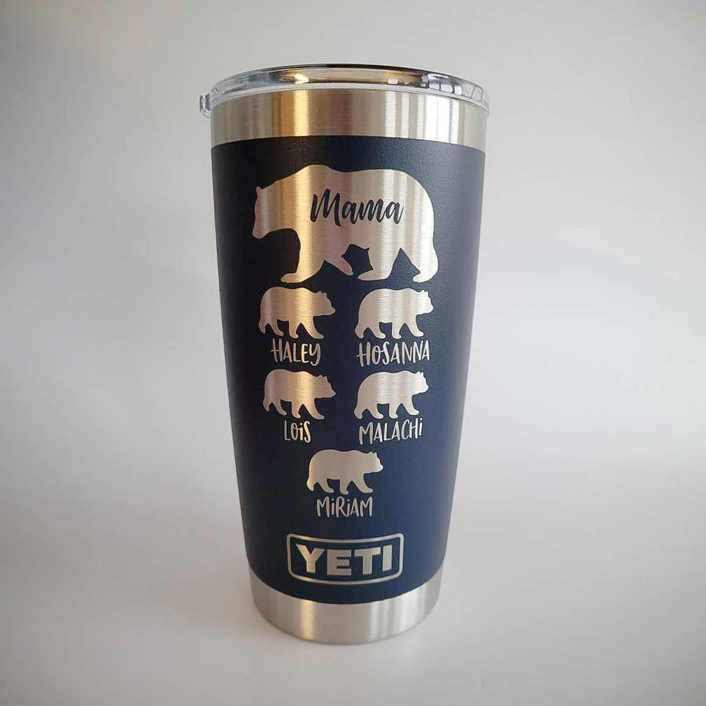 Personalized Papa Bear Custom Engraved Vacuum Sealed Tumbler