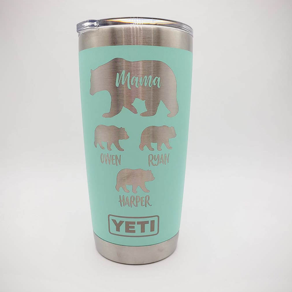 Mama Bear with Cubs Engraved YETI Tumbler