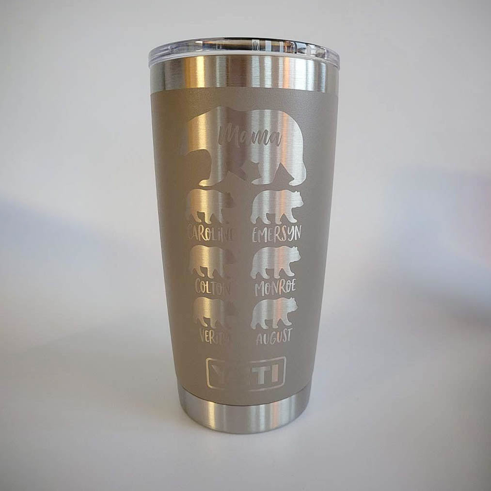 Mama Bear with Cubs Engraved YETI Tumbler