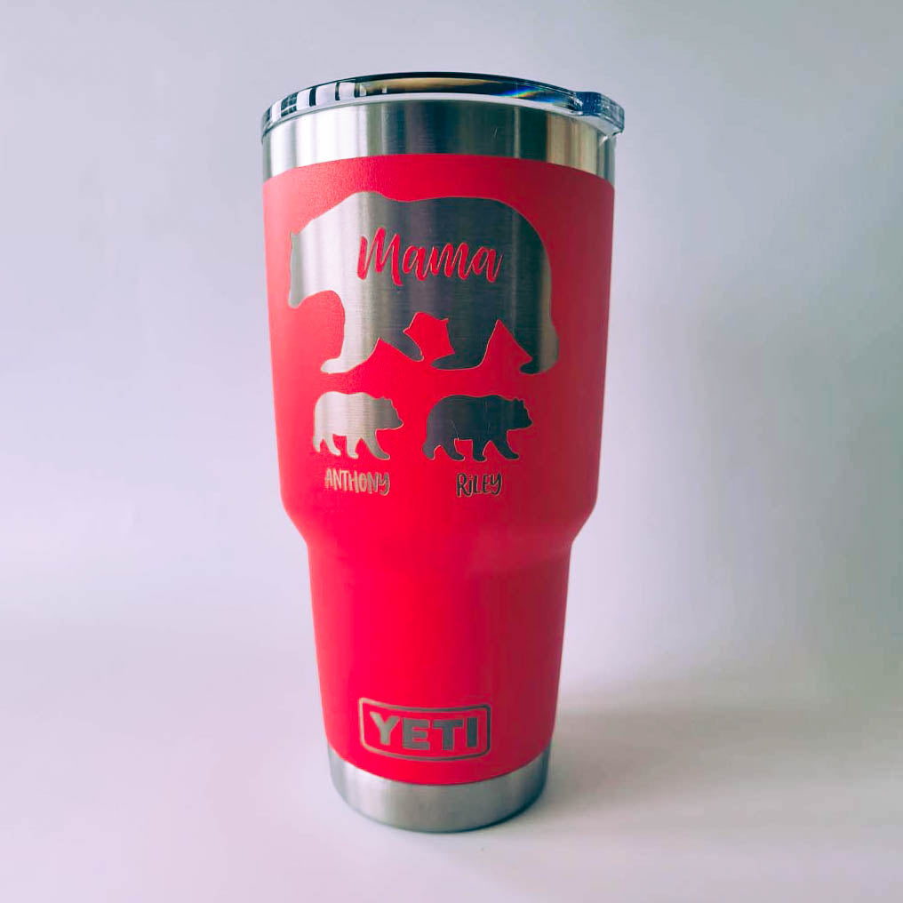 Mama Bear with Cubs Engraved YETI Tumbler