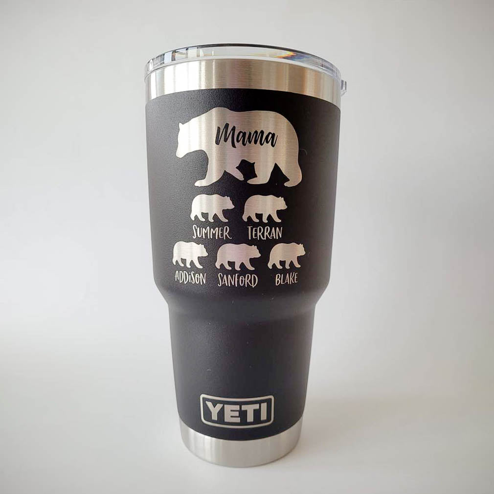Mama Bear with Cubs Engraved YETI Tumbler