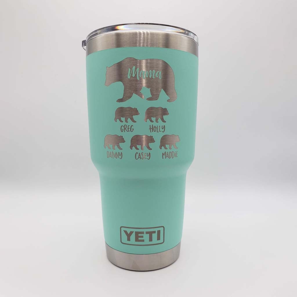 Mama Bear with Cubs Engraved YETI Tumbler