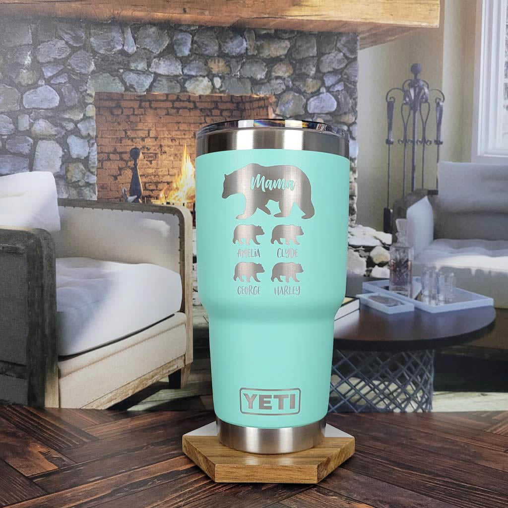 Mama Bear with Cubs Engraved YETI Tumbler