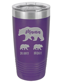 Mama Bear with Cubs Engraved Polar Camel Tumbler - 20oz Purple - Sunny Box