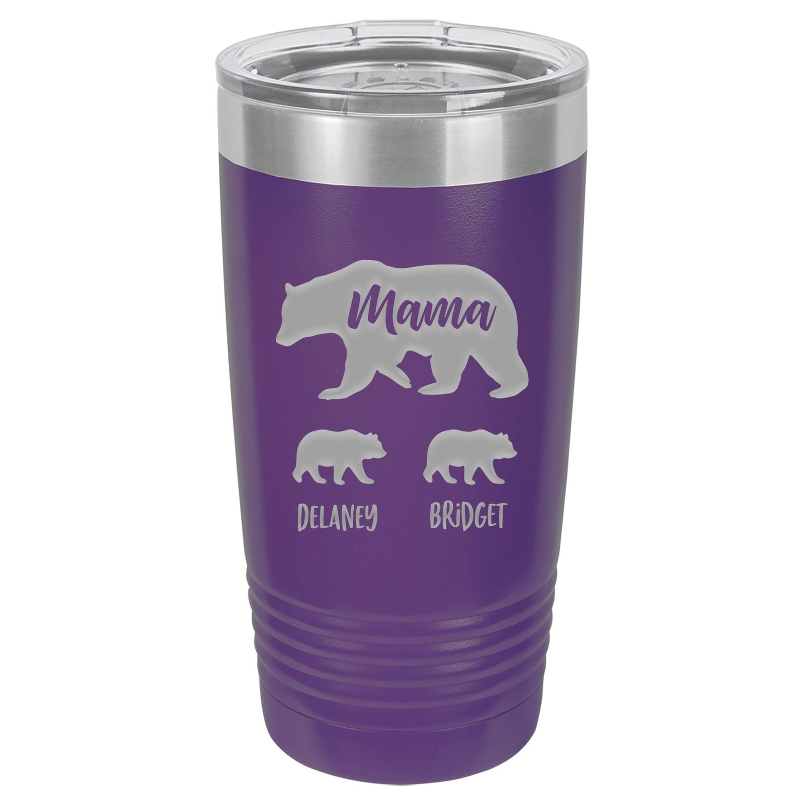 Mama Bear with Cubs Engraved Polar Camel Tumbler - 20oz Purple - Sunny Box