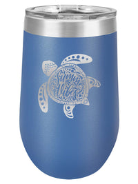 Mandala Sea Turtle Summer Vibes Engraved Polar Camel 16oz Wine Blue - Sunny Box