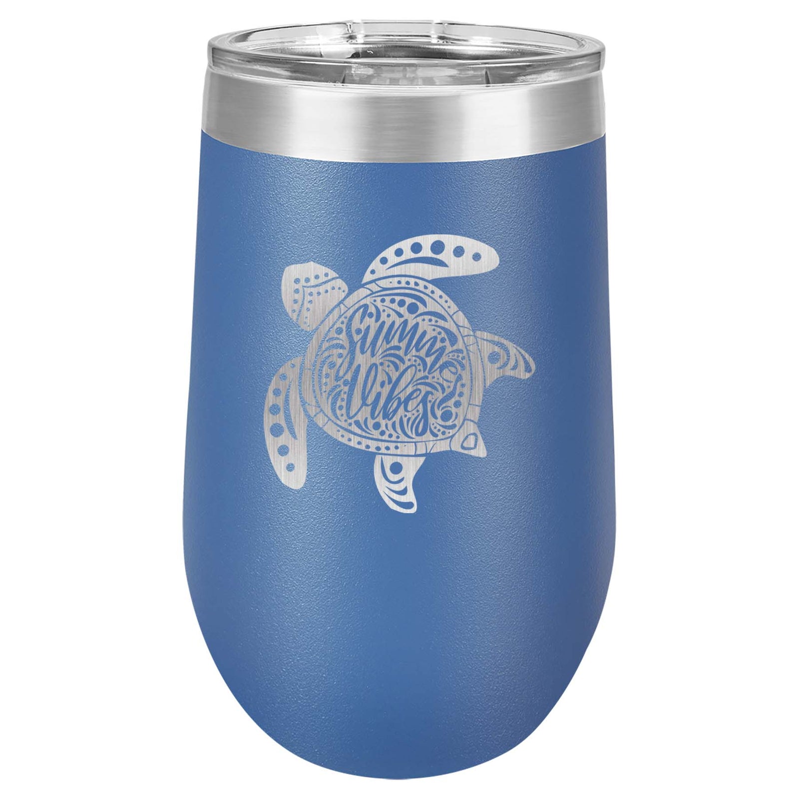 Mandala Sea Turtle Summer Vibes Engraved Polar Camel 16oz Wine Blue - Sunny Box