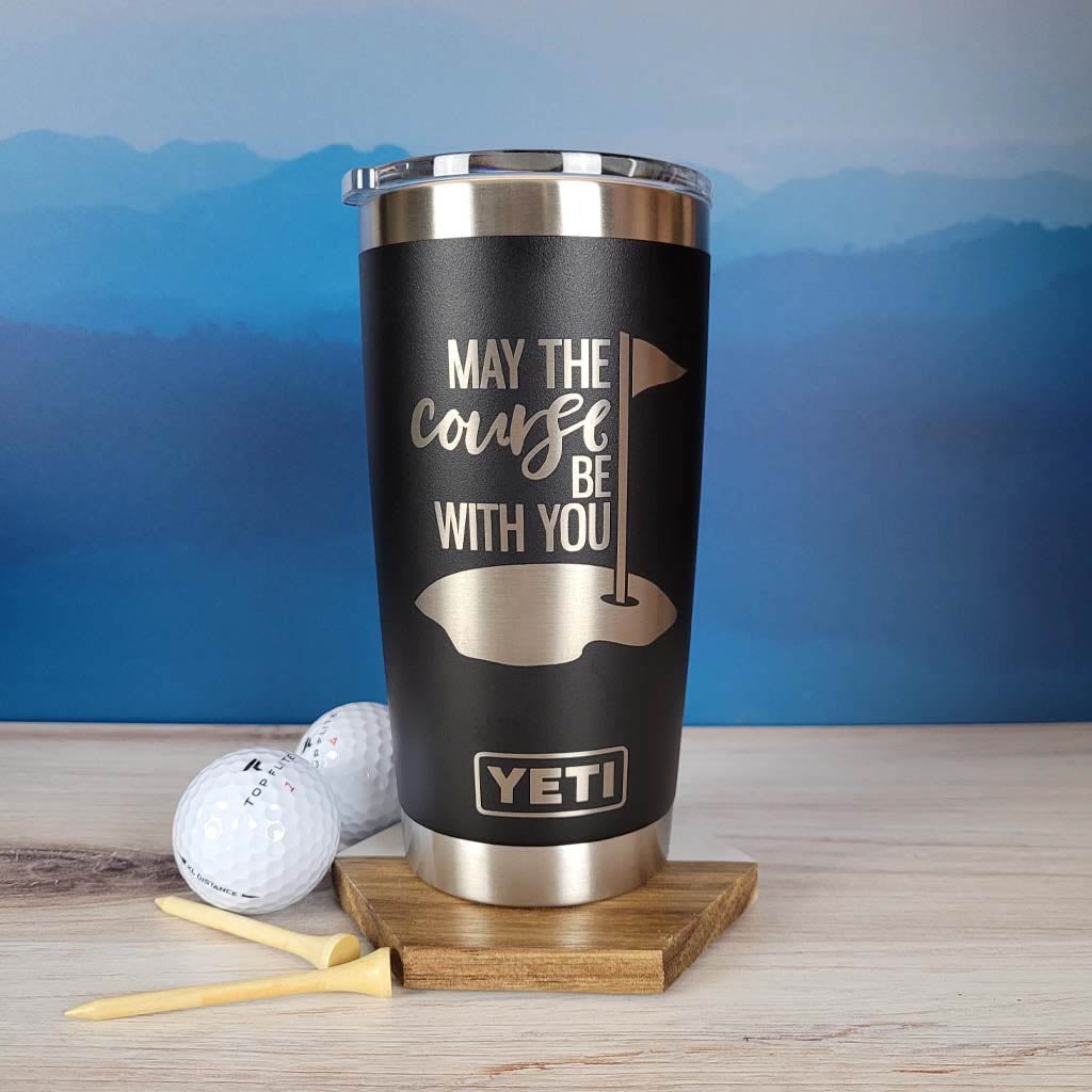 May The Course Be With You Personalized Golf Tumbler - Funny Golf Gifts
