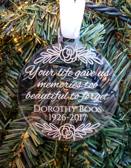 Personalized Engraved Memorial Acrylic Ornament - Sunny Box