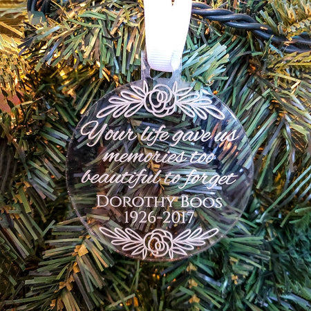 Personalized Engraved Memorial Acrylic Ornament - Sunny Box