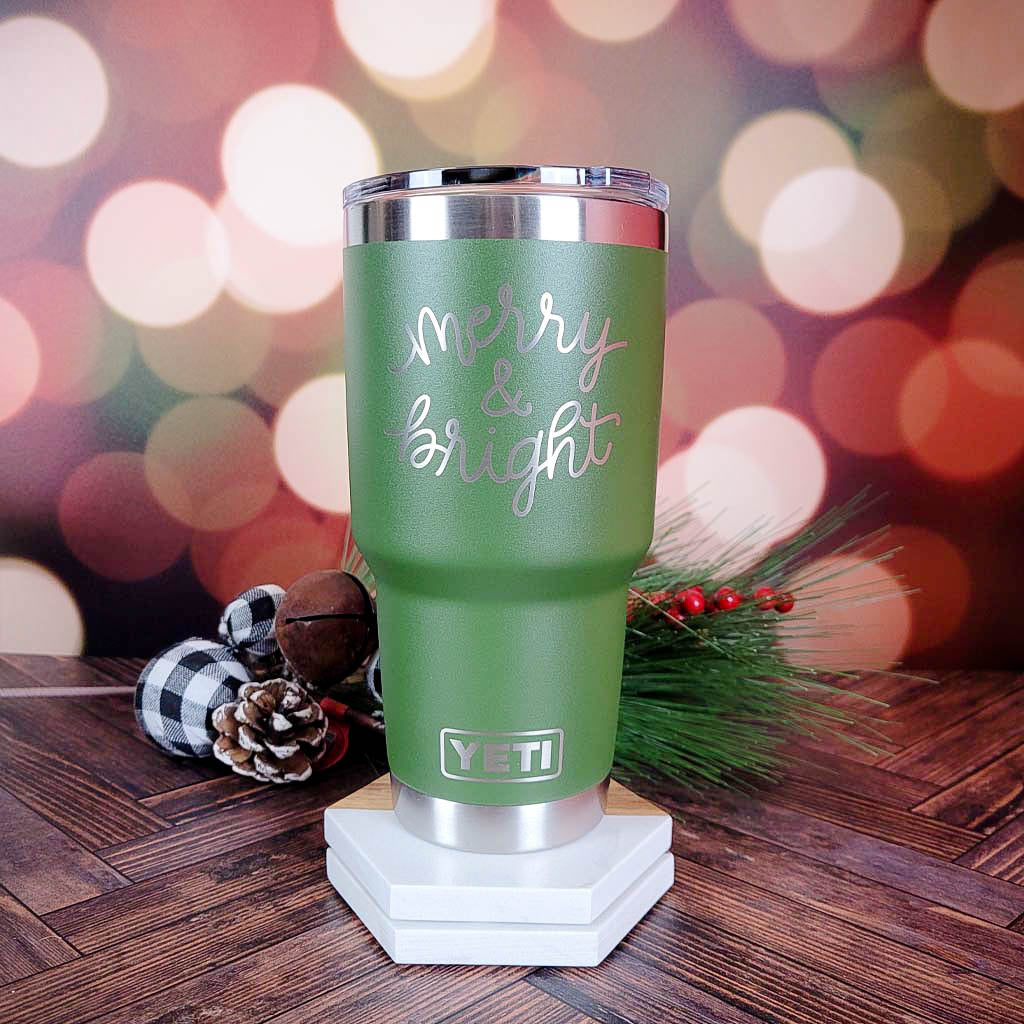 Merry & Bright - Christmas Engraved YETI Tumbler