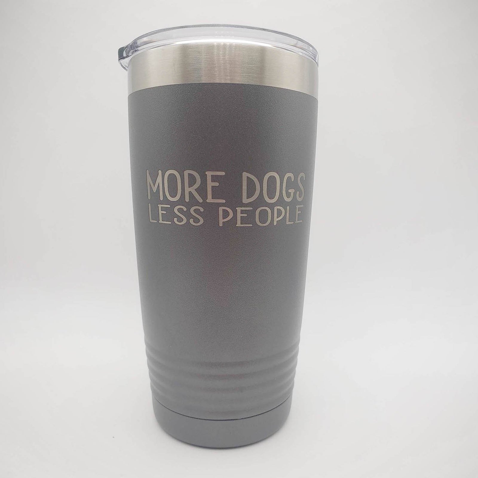 More Dogs Less People - Engraved 20oz Dark Grey Polar Camel Tumbler - Sunny Box