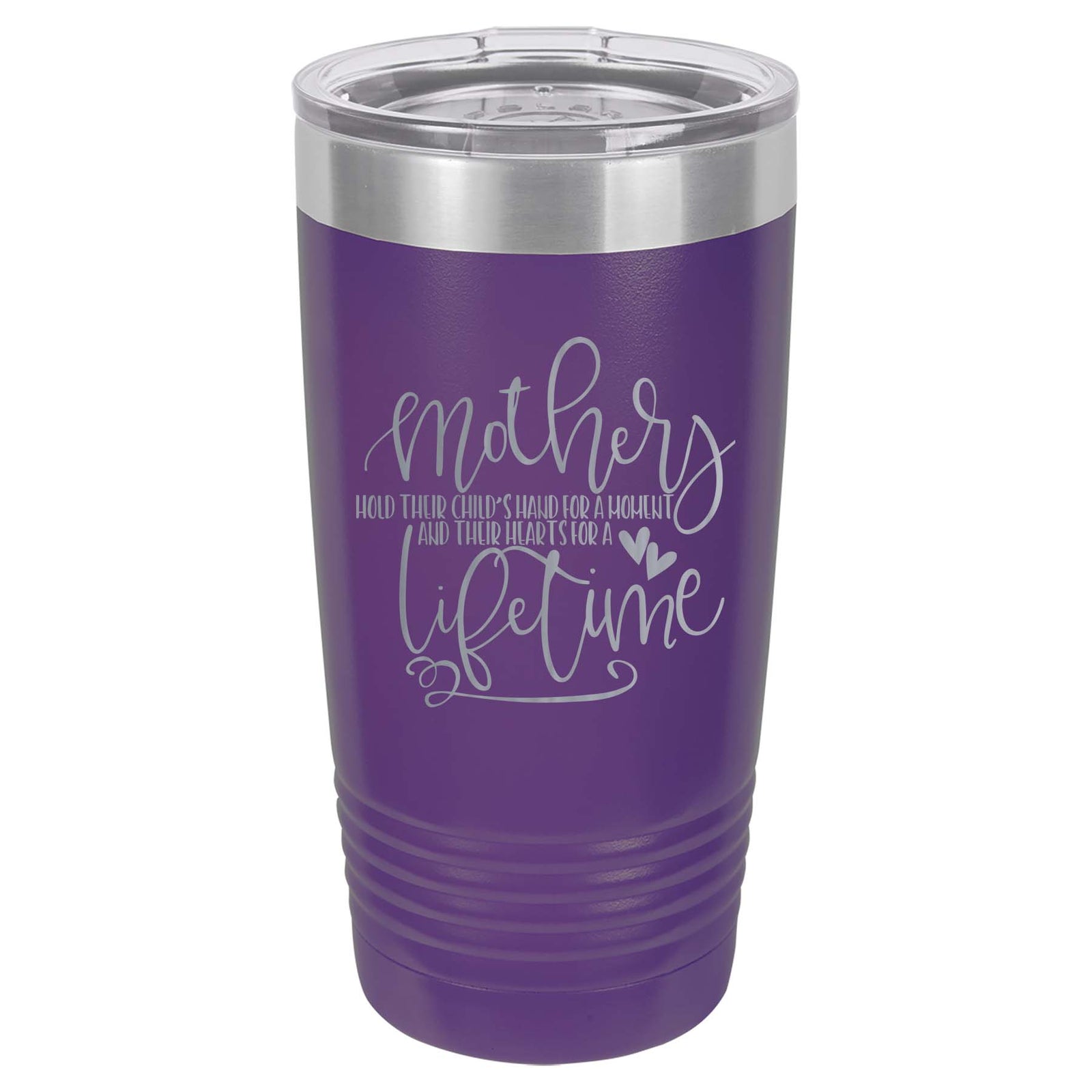 Mothers Hold Their Child's Hand - Engraved 20oz Purple Polar Camel Tumbler - Sunny Box