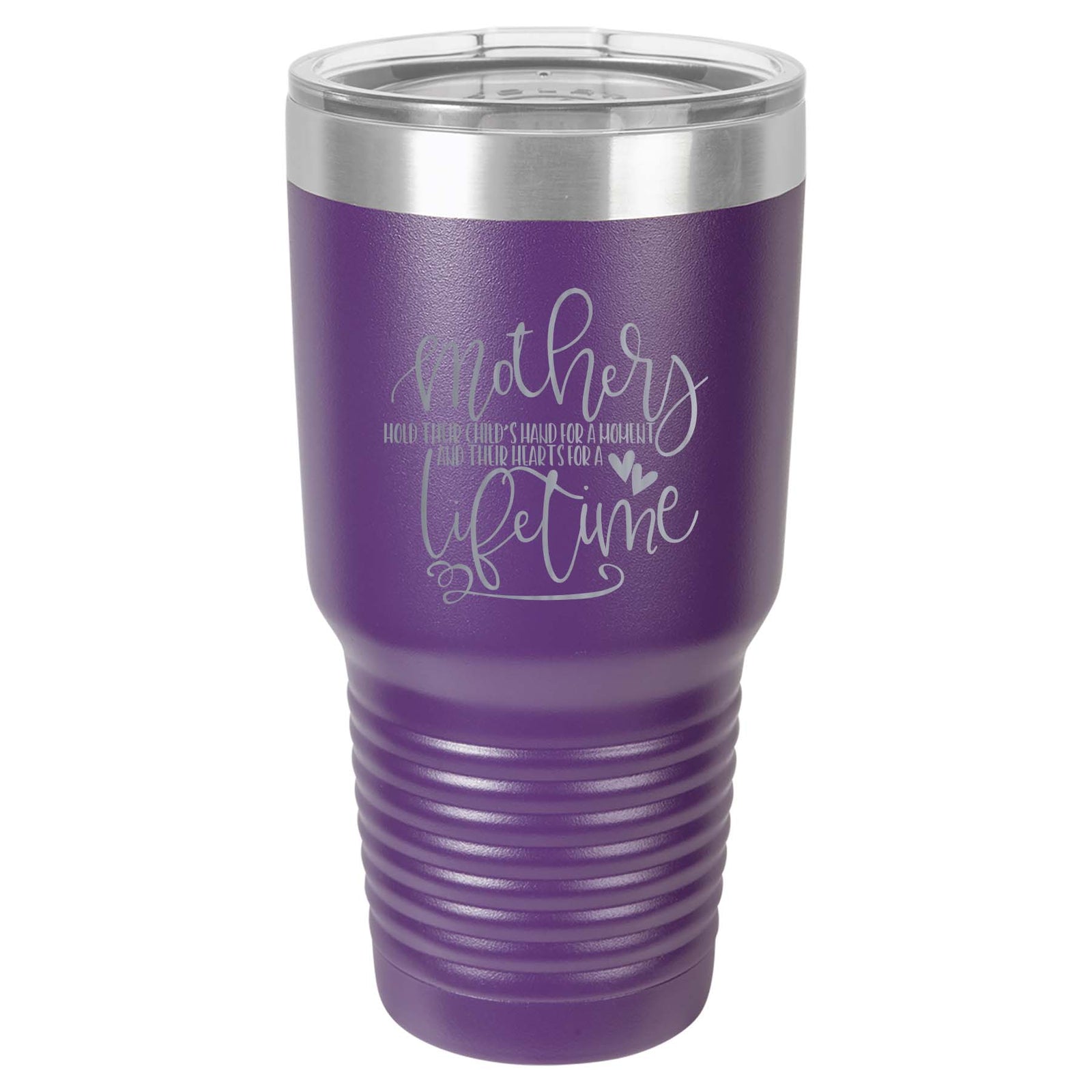 Mothers Hold Their Child's Hand - Engraved 30oz Purple Polar Camel Tumbler - Sunny Box