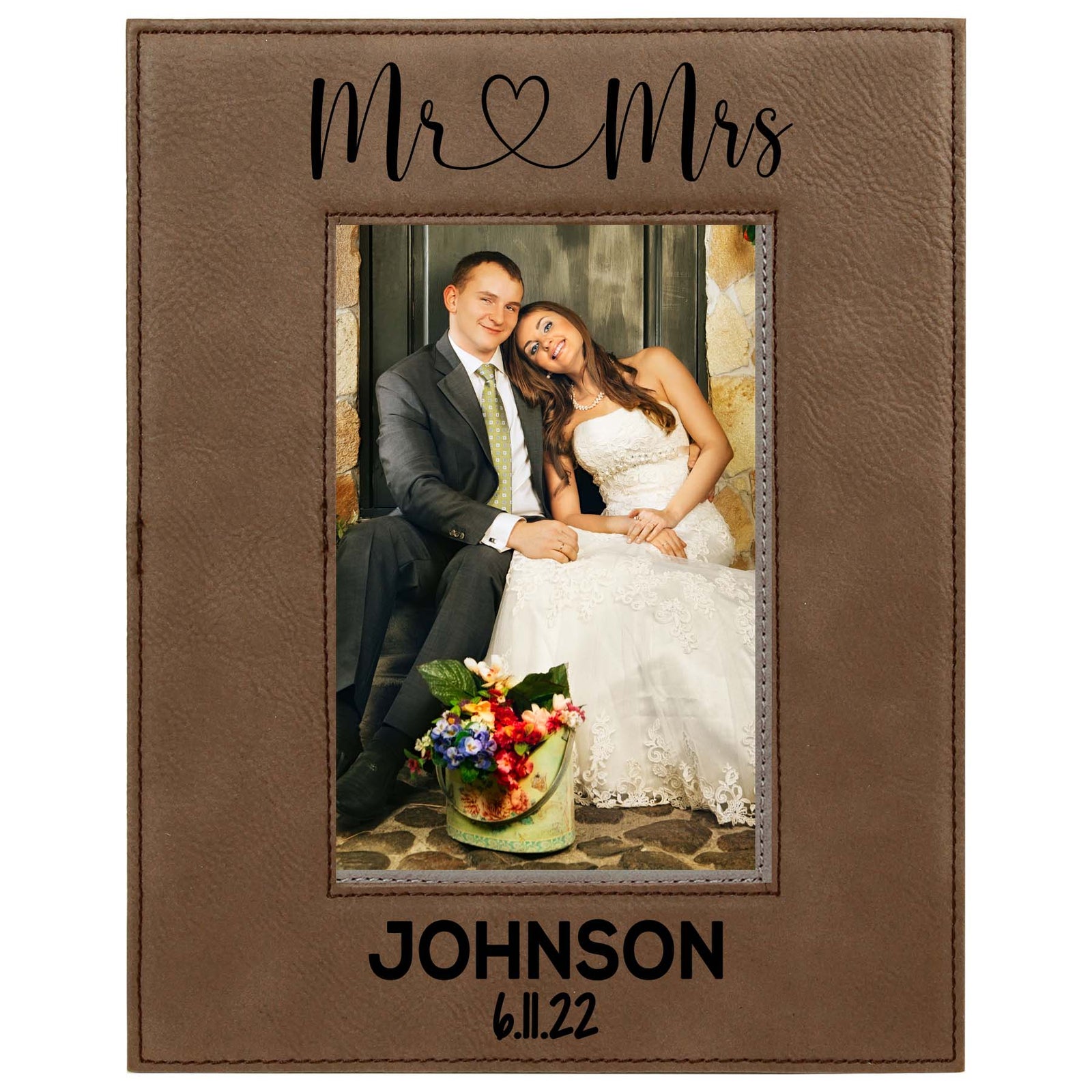 Mr & Mrs - Wedding Leatherette Picture Frame