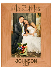 Mr & Mrs Custom Engraved Wood Picture Frame