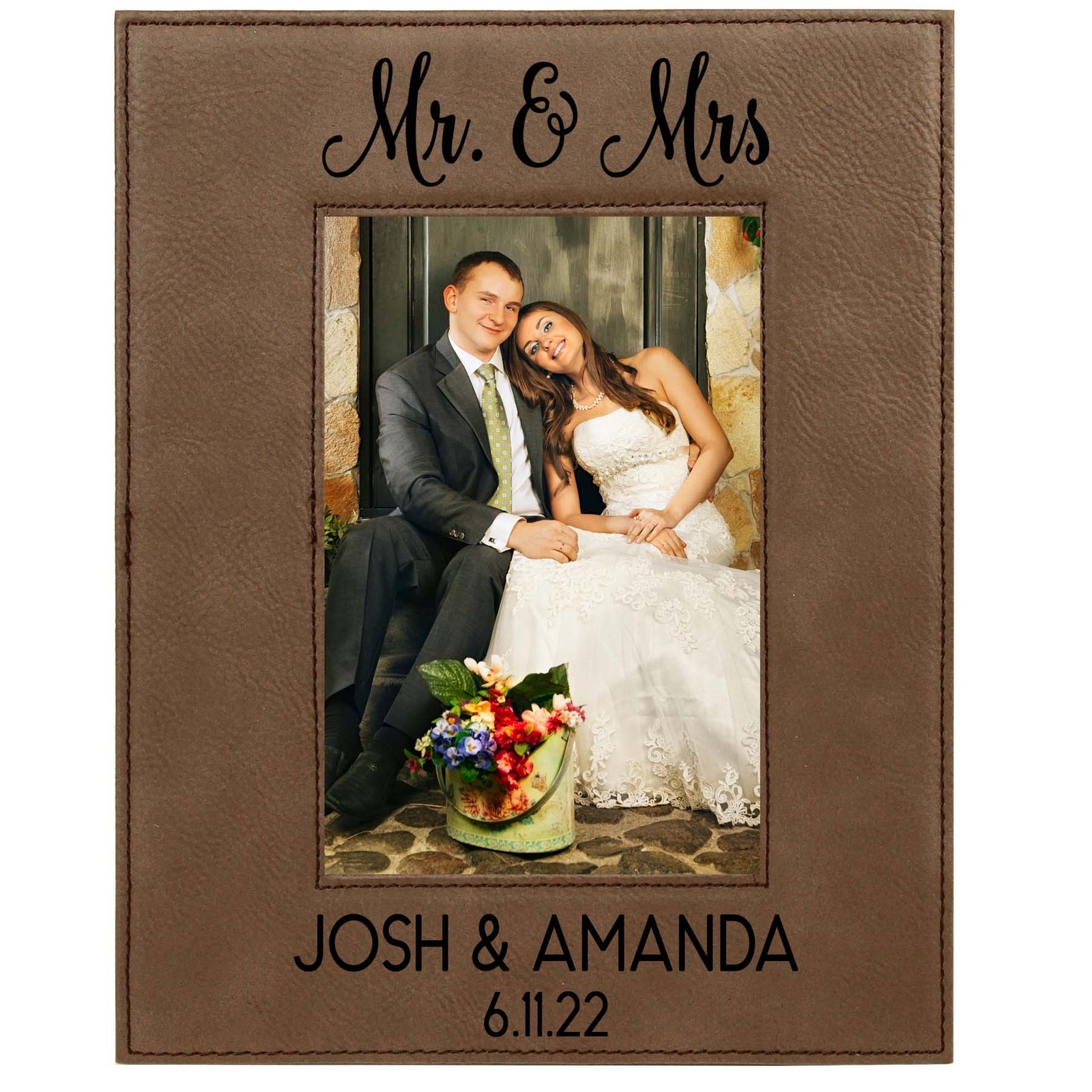 Mr & Mrs - Wedding Leatherette Picture Frame2
