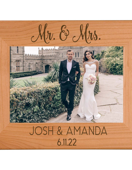 Mr & Mrs Custom Engraved Wood Picture Frame by Sunny Box