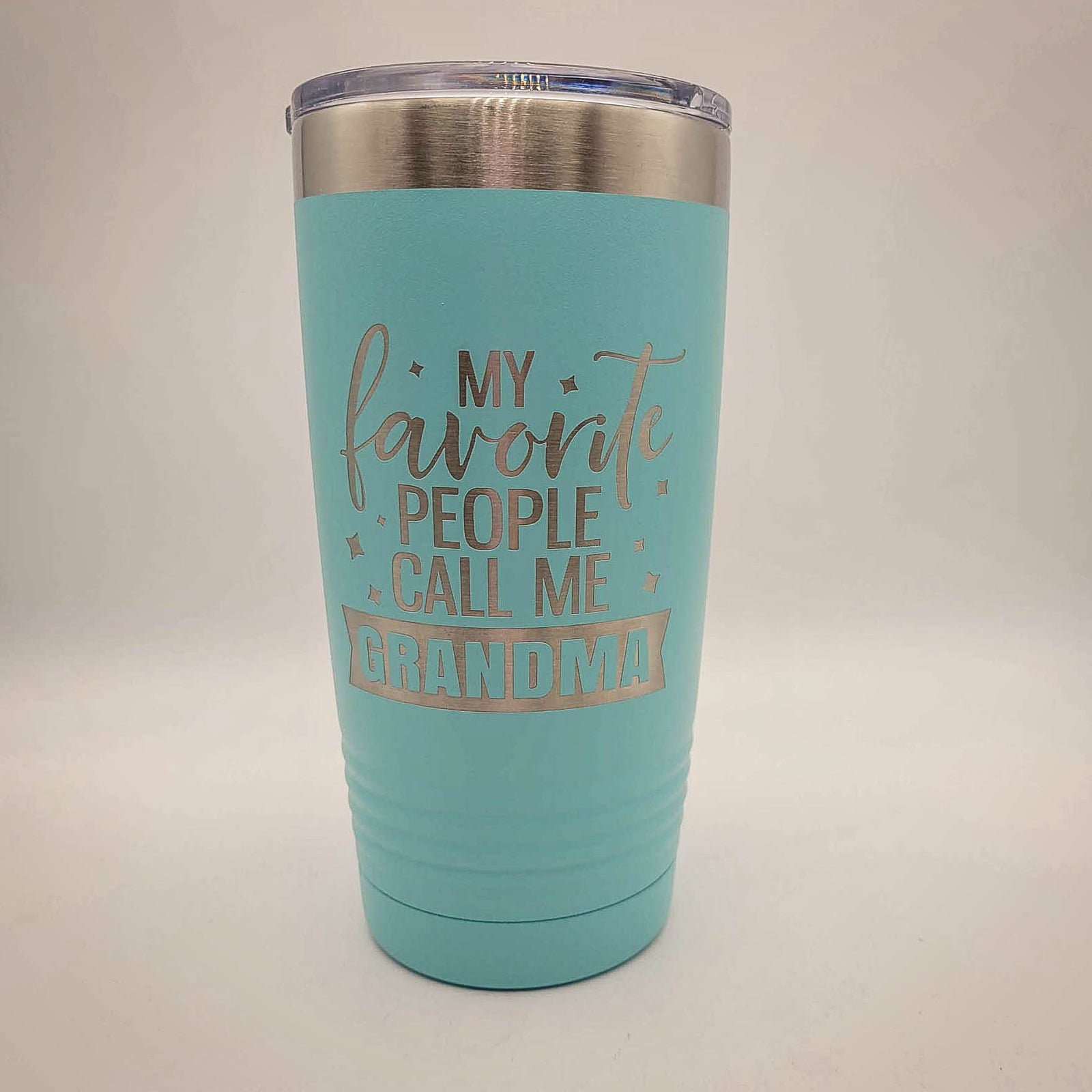 My Favorite People Call Me Grandma Engraved Tumbler 20oz Teal Sunny Box
