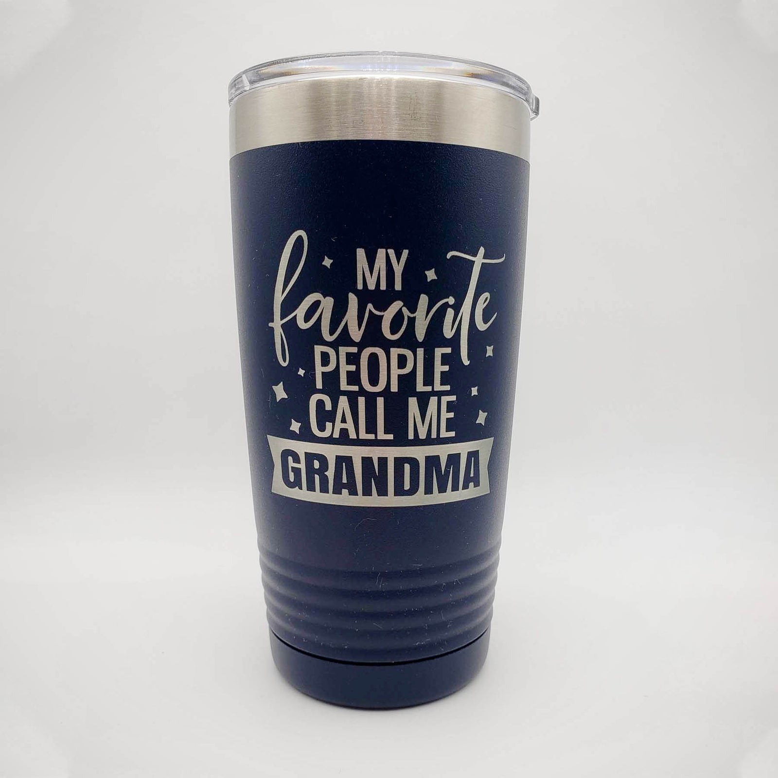 My Favorite People Call Me Grandma Engraved Tumbler 20oz Navy Sunny Box