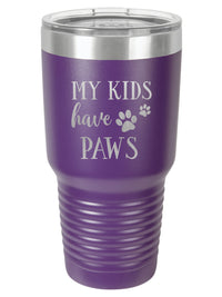 My Kids Have Paws - Engraved 30oz Purple Tumbler - Sunny Box