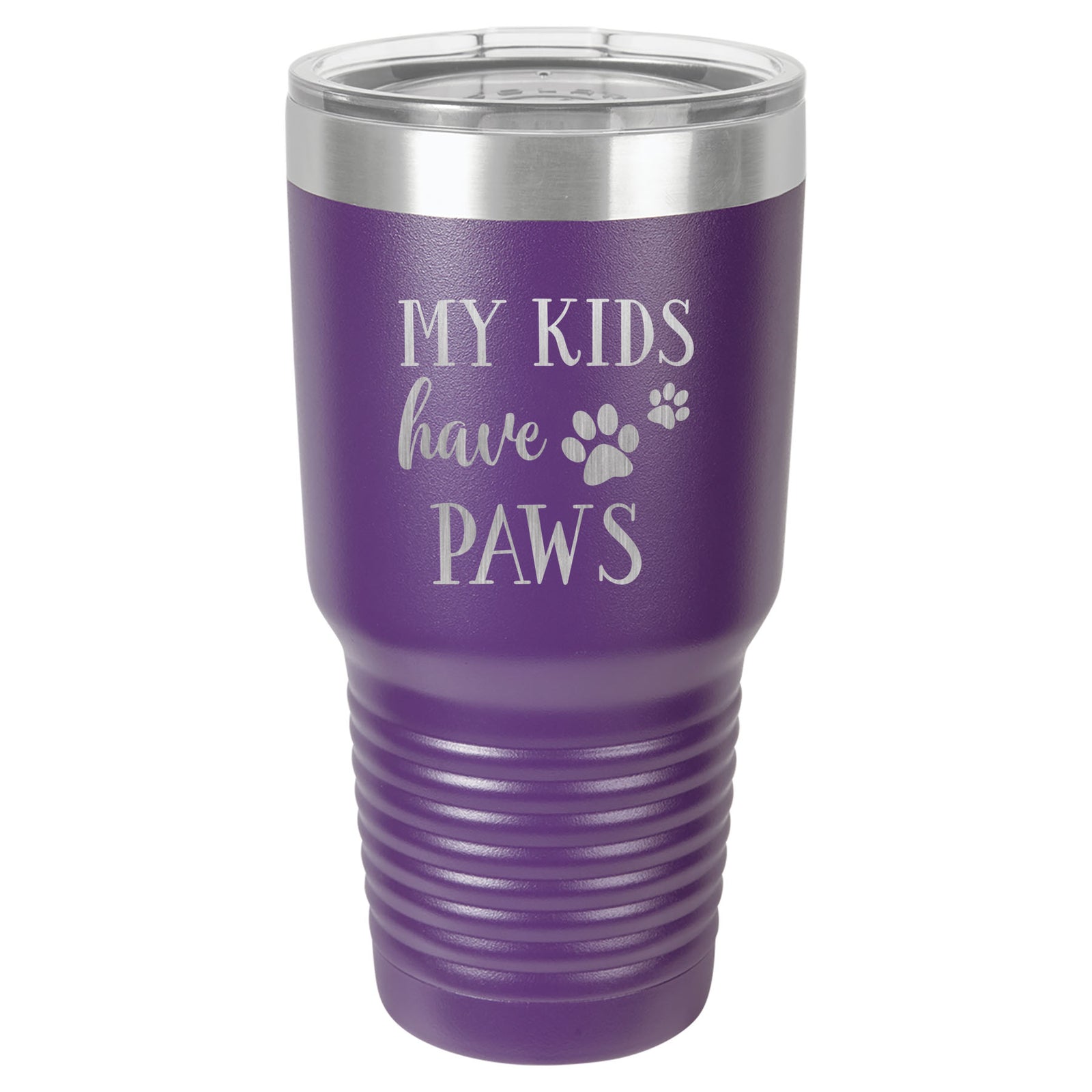 My Kids Have Paws - Engraved 30oz Purple Tumbler - Sunny Box