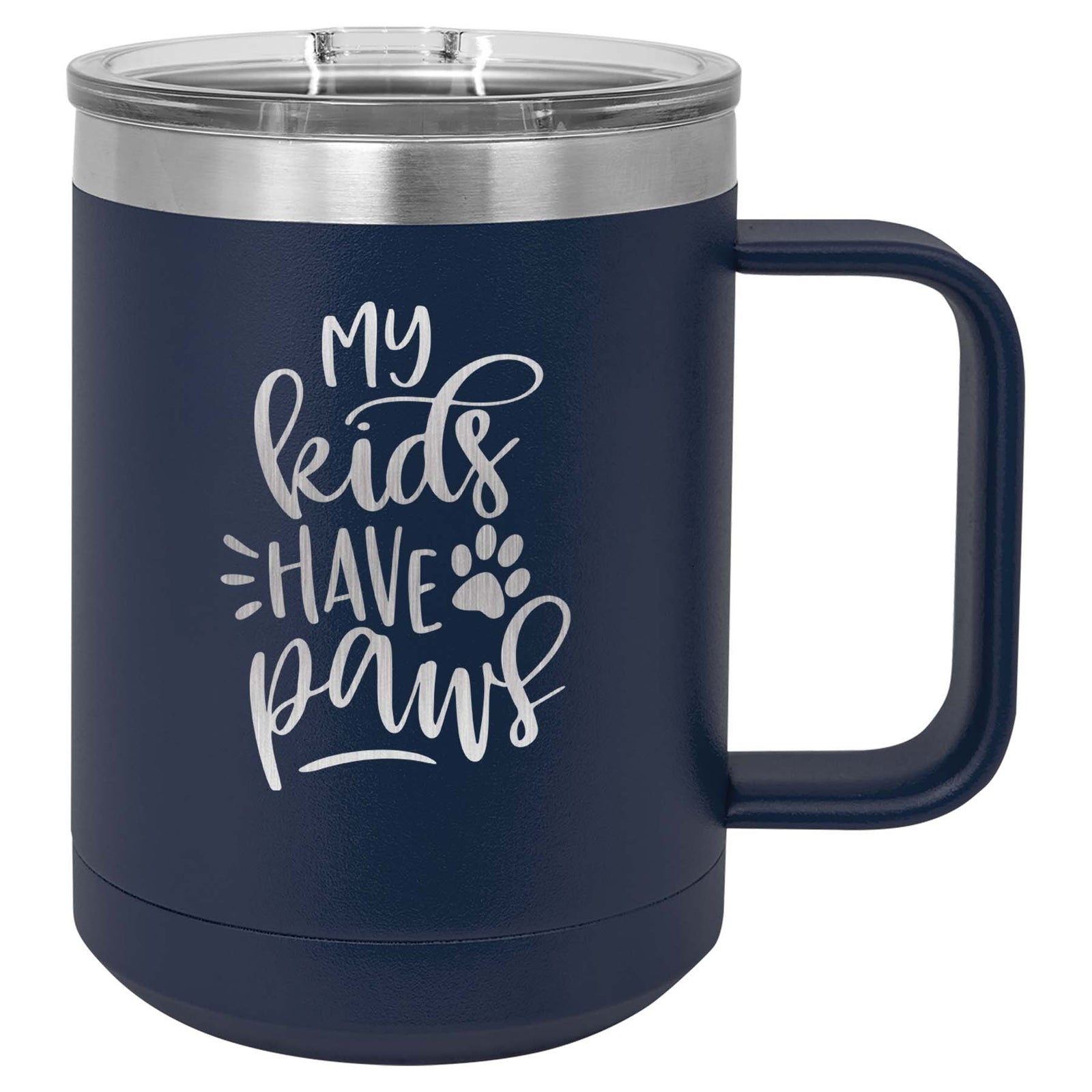 My Kids Have Paws - Engraved 15oz Navy Mug - Sunny Box