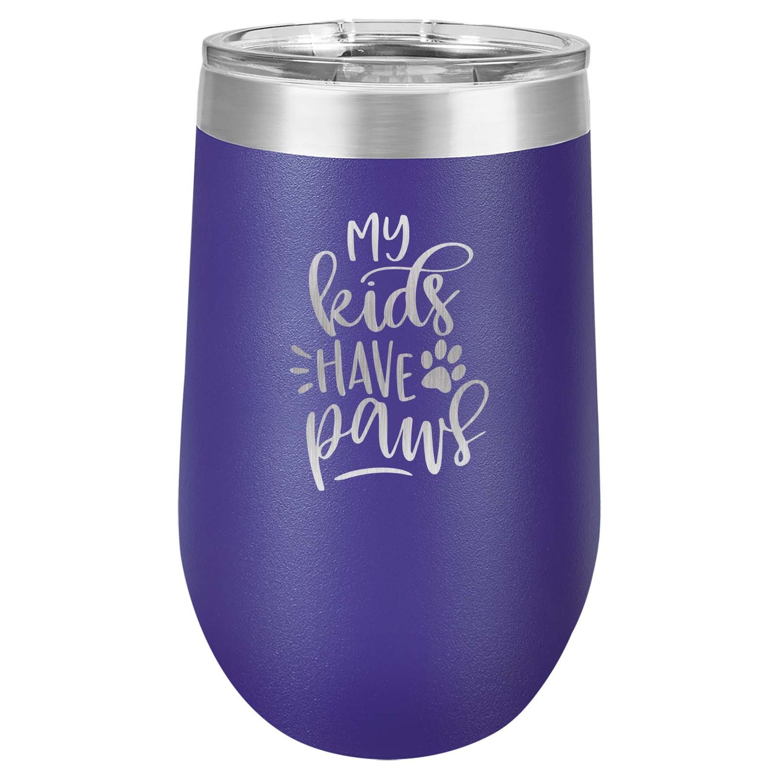 My Kids Have Paws - Engraved 16oz Purple Tumbler - Sunny Box