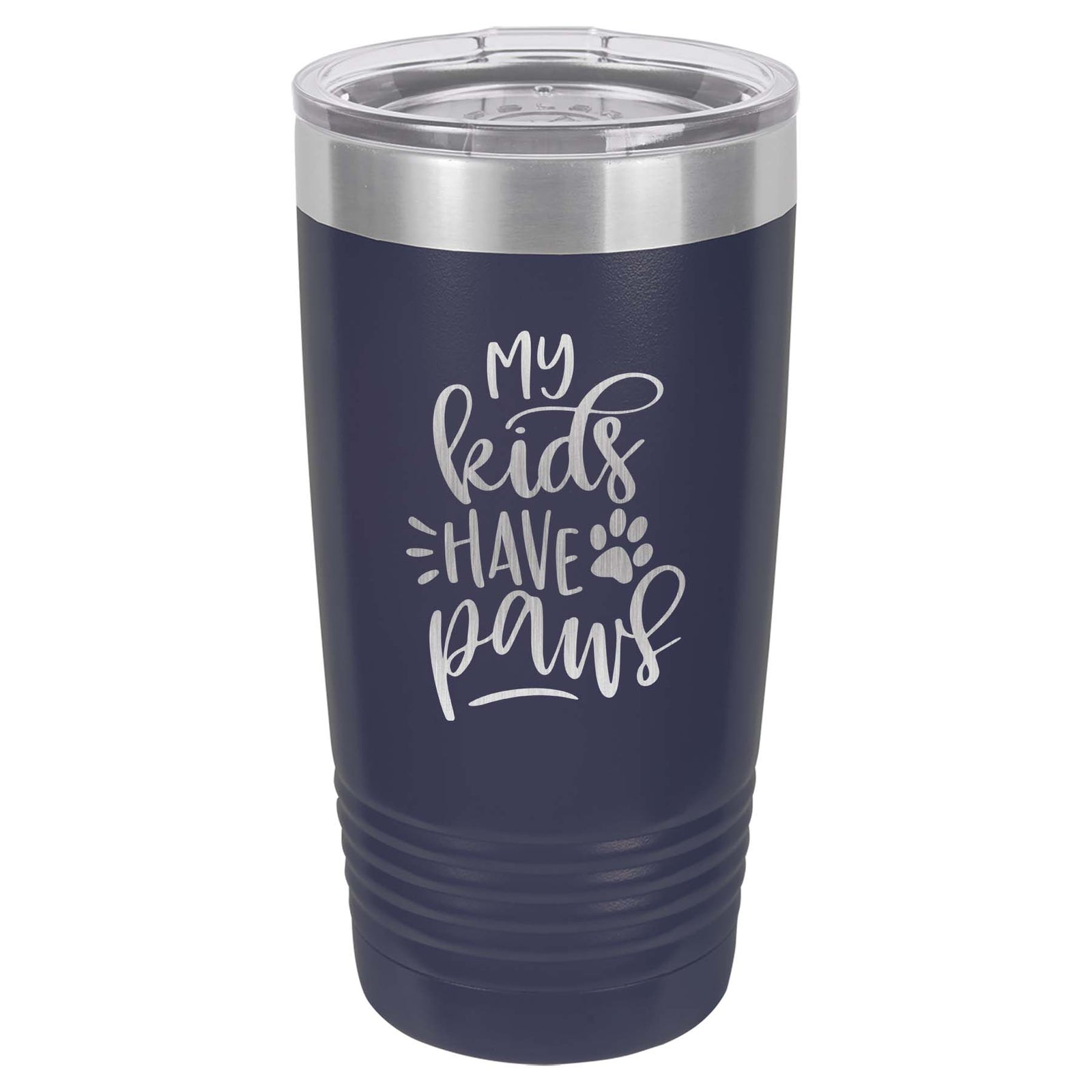 My Kids Have Paws - Engraved 20oz Navy Tumbler - Sunny Box