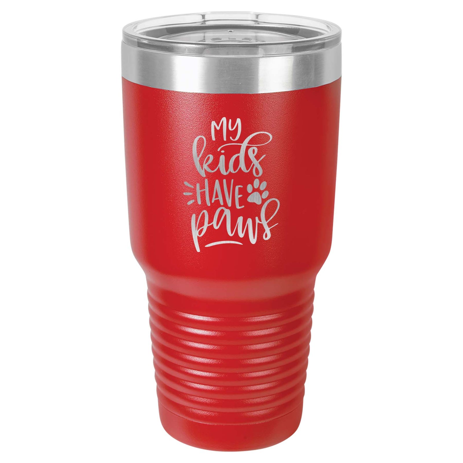 My Kids Have Paws - Engraved 30oz Red Tumbler - Sunny Box