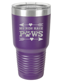 My Kids Have Paws - Engraved 30oz Purple Tumbler - Sunny Box