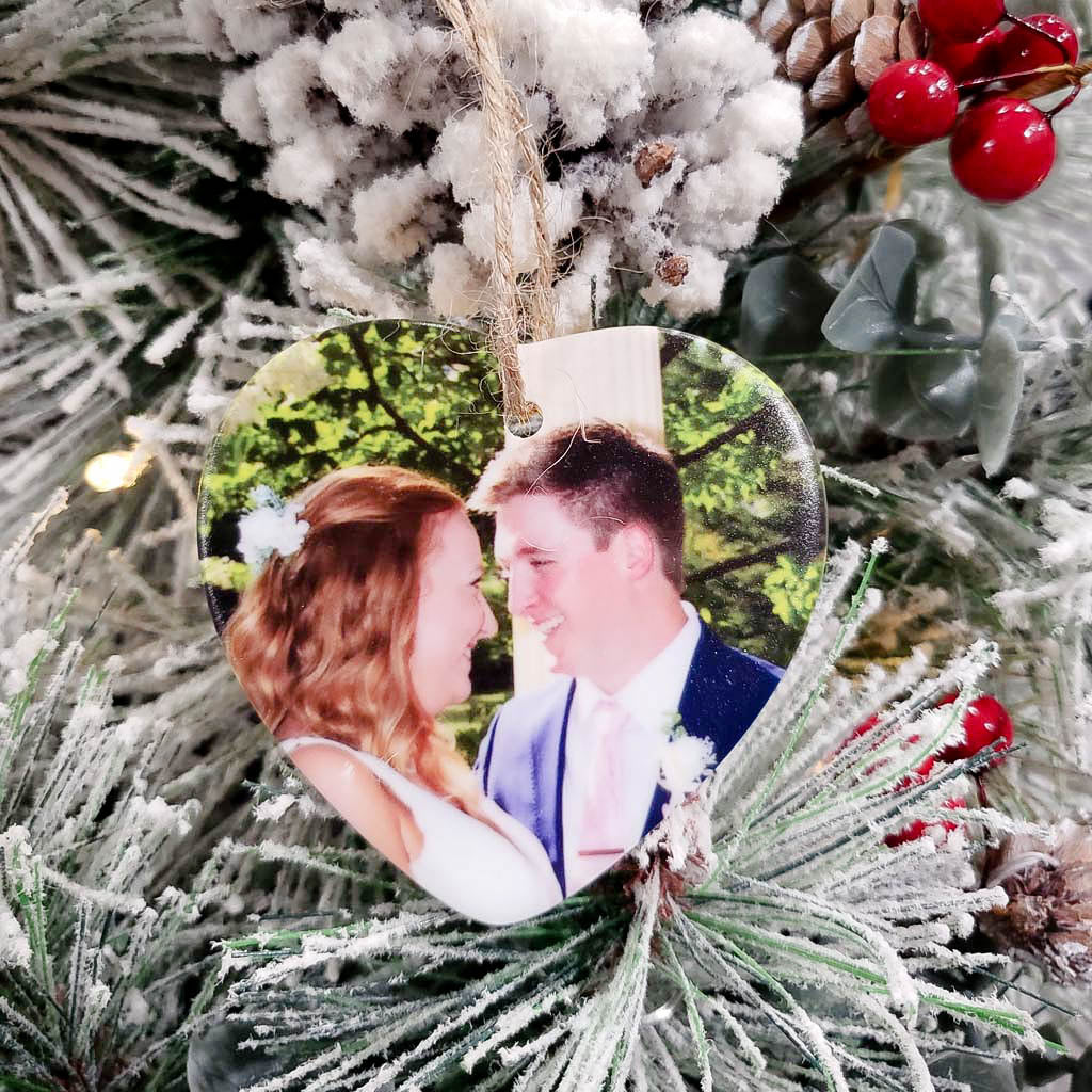 Heart-Shaped Ceramic Photo Ornament - Sunny Box