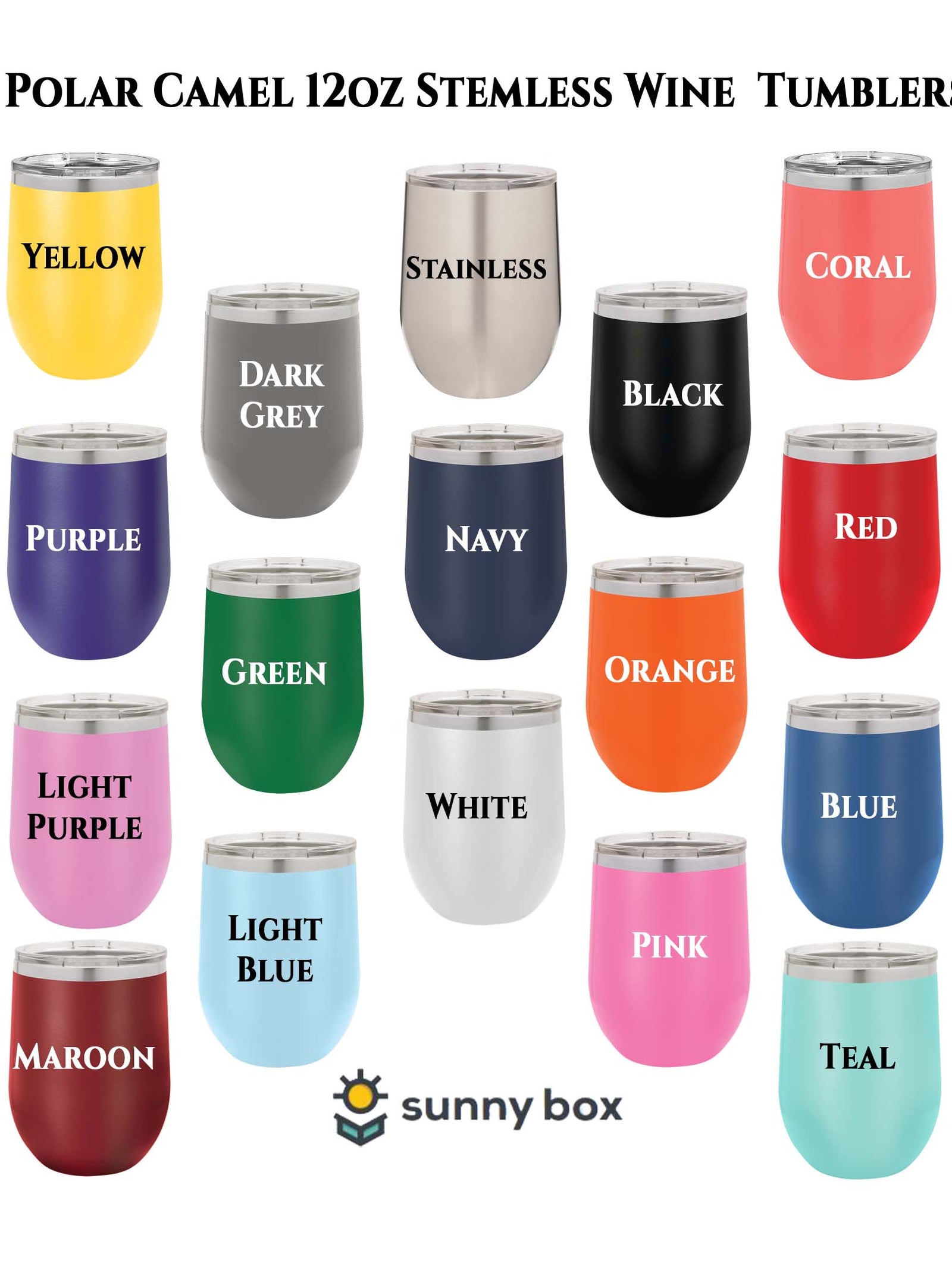 Polar Camel 12oz Stemless Wine Tumbler Colors Sunny Box