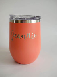 Personalized Engraved 12oz Coral Wine Tumbler by Sunny Box