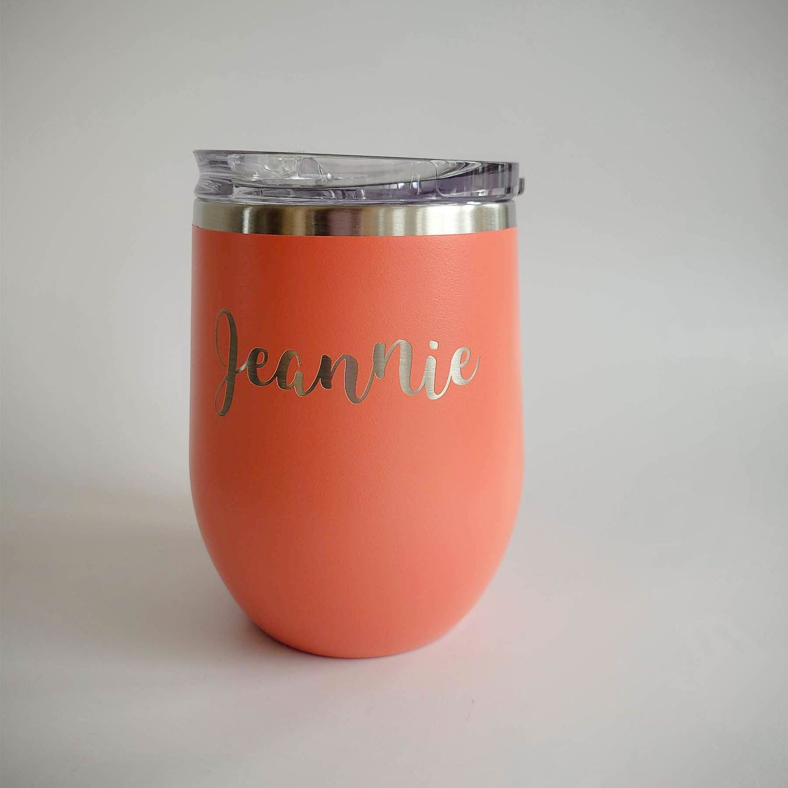 Personalized Engraved 12oz Coral Wine Tumbler by Sunny Box
