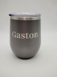 Personalized Engraved 12oz Gray Wine Tumbler by Sunny Box