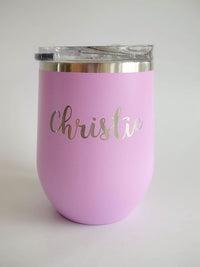 Personalized Engraved 12oz Light Purple Wine Tumbler by Sunny Box