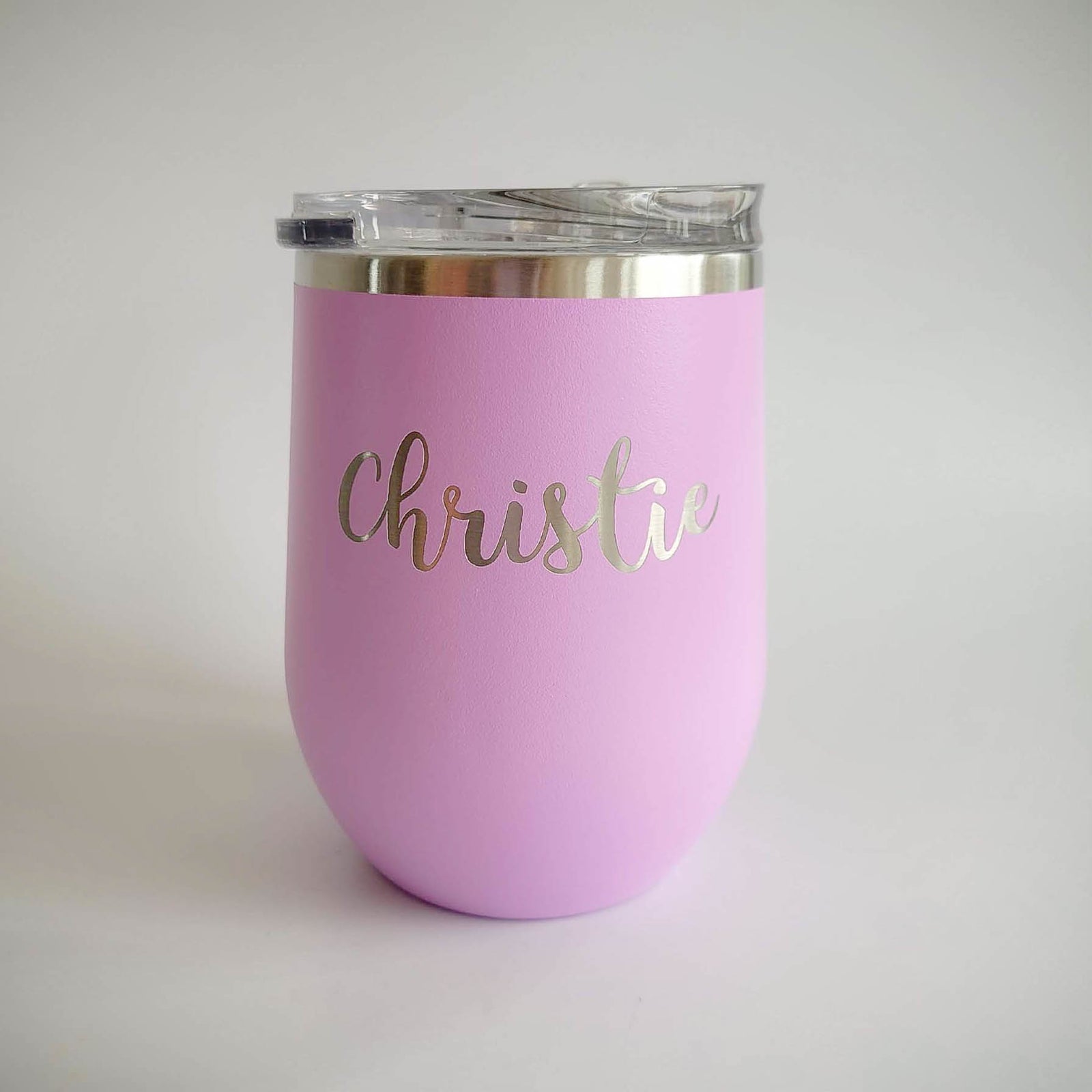 Personalized Engraved 12oz Light Purple Wine Tumbler by Sunny Box