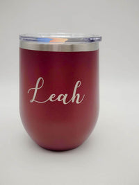 Personalized Engraved 12oz Maroon Wine Tumbler by Sunny Box