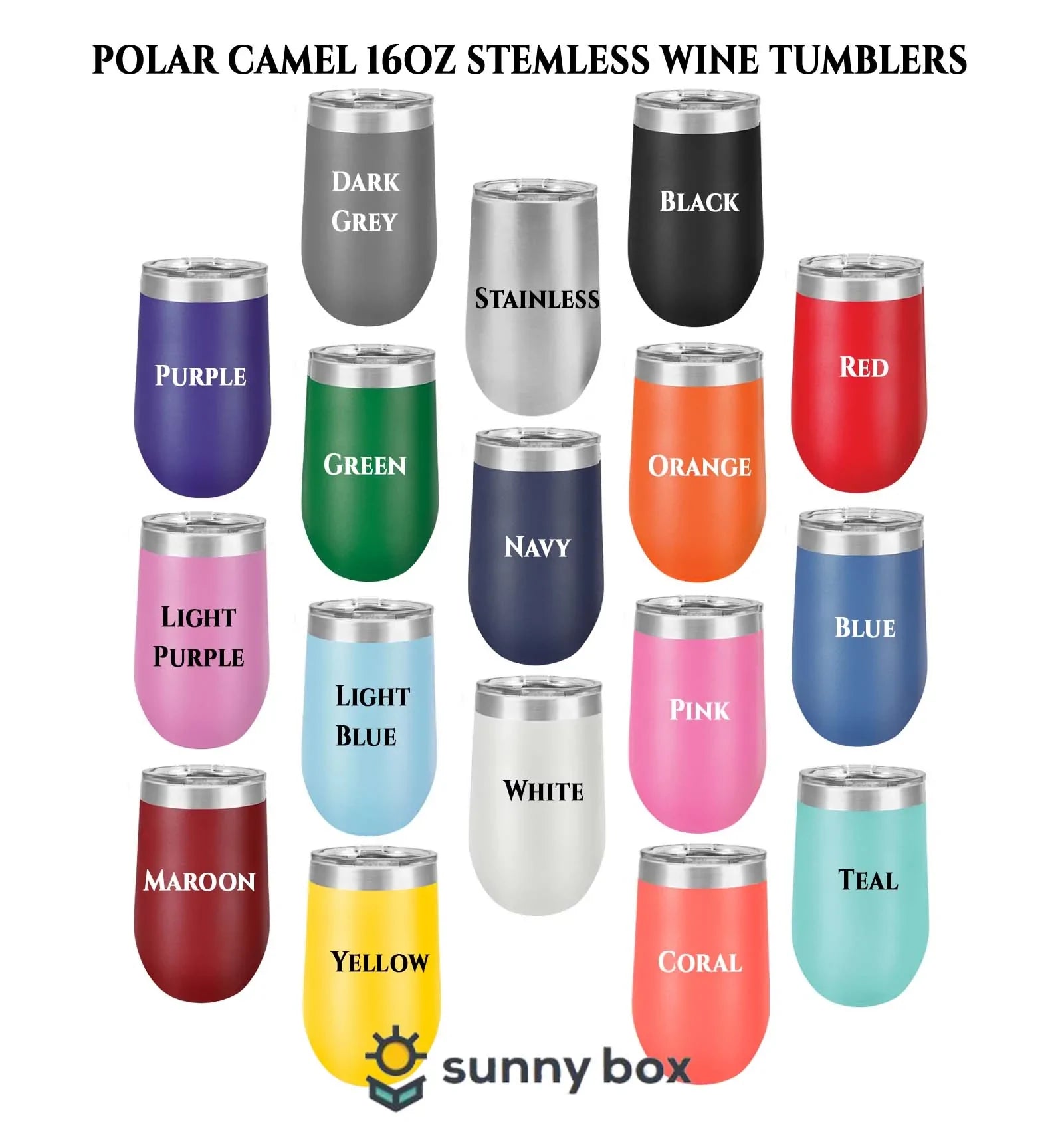 Polar Camel 16oz Stemless Wine Tumblers - Sunny Box