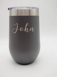 Personalized Engraved 16oz Gray Wine Tumbler by Sunny Box