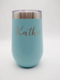 Personalized Engraved 16oz Light Blue Wine Tumbler by Sunny Box