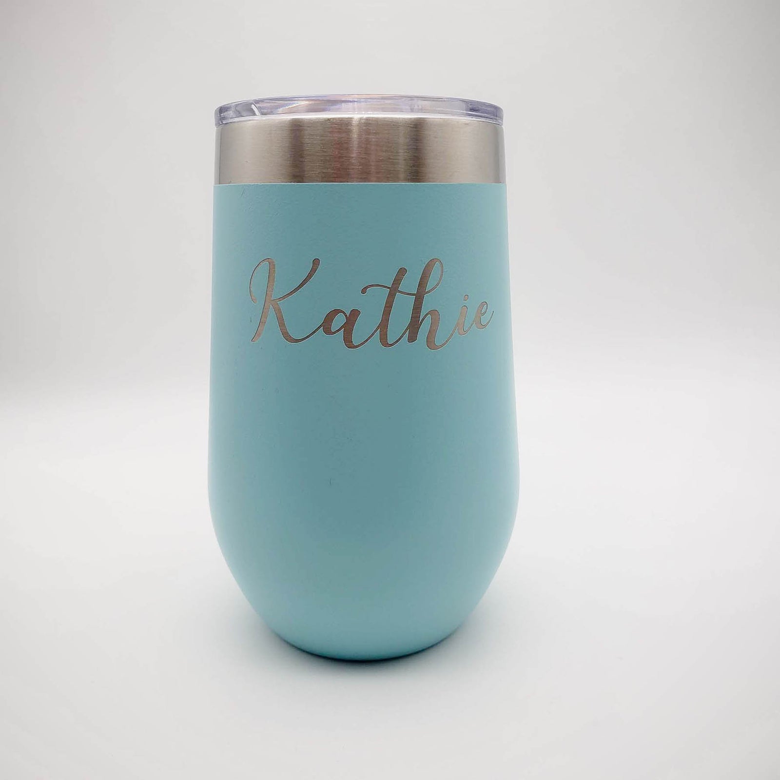 Personalized Engraved 16oz Light Blue Wine Tumbler by Sunny Box