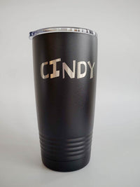 Personalized Engraved 20oz Black Tumbler by Sunny Box