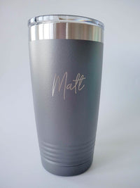 Personalized Engraved 20oz Gray Tumbler by Sunny Box