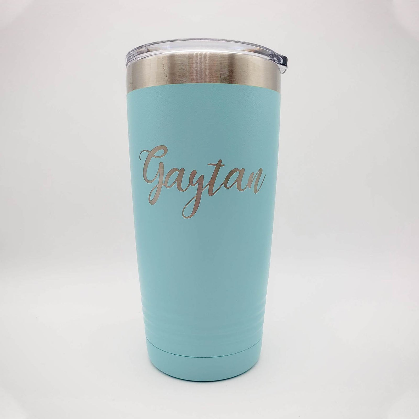 Personalized Engraved 20oz Light Blue Tumbler by Sunny Box