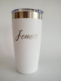 Personalized Engraved 20oz White Tumbler by Sunny Box