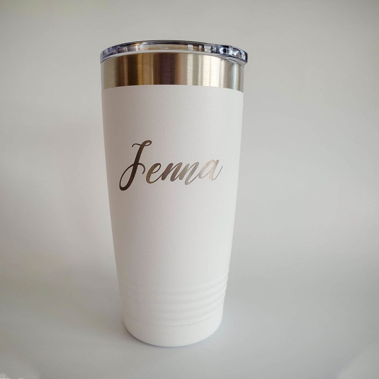Personalized Engraved 20oz White Tumbler by Sunny Box